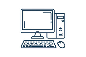 Fototapeta premium Desktop Computer Setup Outline Icon