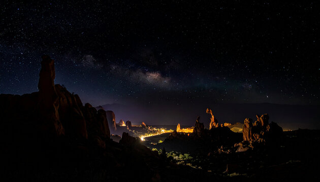 Starry Night Over Mountain Village