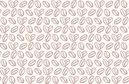 Hand drawn pattern with coffee beans