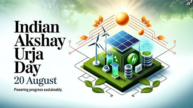 Indian akshay urja day renewable energy concept illustration
