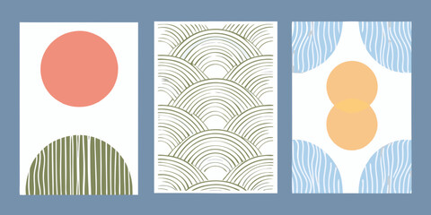 Abstract Curved Lines And Circles Pattern Modern Vector Illustration © bashanti