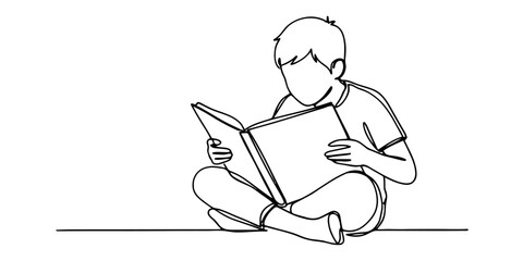 Boy sitting on the floor reading a book - Dibustock