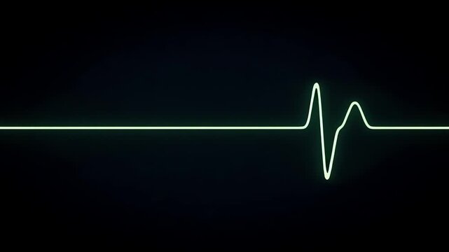 Luminous Green Electrocardiogram Heart Rate Monitor Displaying Normal Pulse Rhythm on Dark Background for Medical Healthcare Technology Concepts