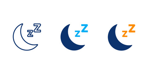 Fototapeta premium Sleep Icon Set, Outline, and solid vector icons