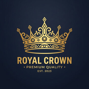 Elegant Gold Crown Logo Design With Premium Quality Text