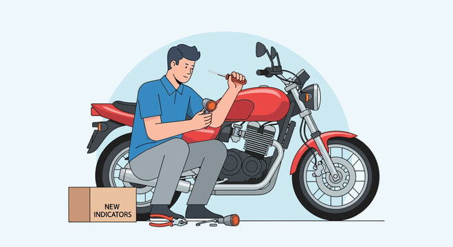 Mechanic Installing New Indicators on Motorcycle Step-by-Step Guide