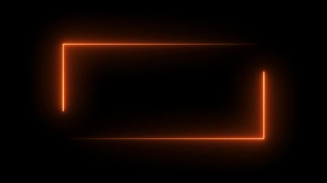 Glowing neon orange rectangle frame animation on a black background.