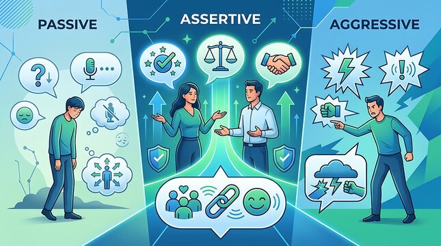 Comparison of passive assertive and aggressive communication styles