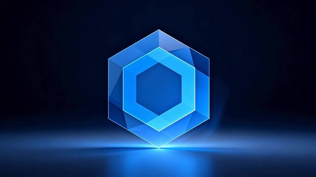 Blue glowing hexagonal geometric shape
