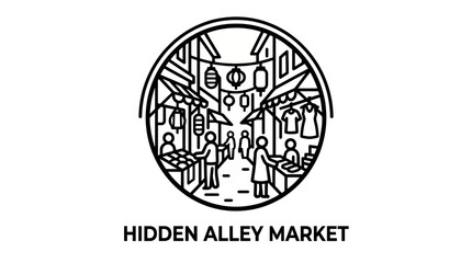 Hidden Alley Market Line Art Icon © Bima