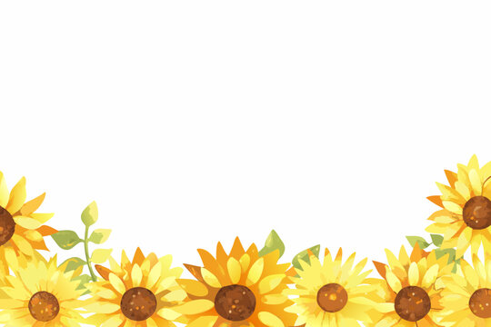 Sunflower floral ornament with watercolor style and white background