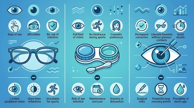 Infographic comparing vision correction options pros and cons
