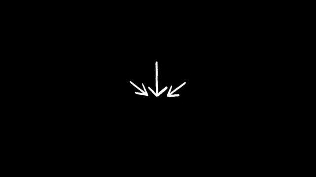 Arrow, white arrows pointing down on black background in simple hand drawn style