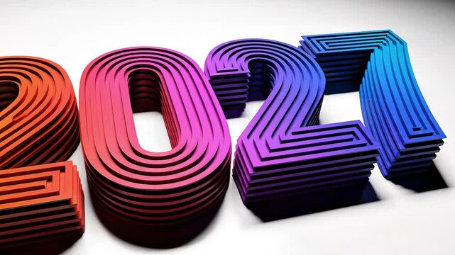 Colorful 3d layered text design of the year 2021
