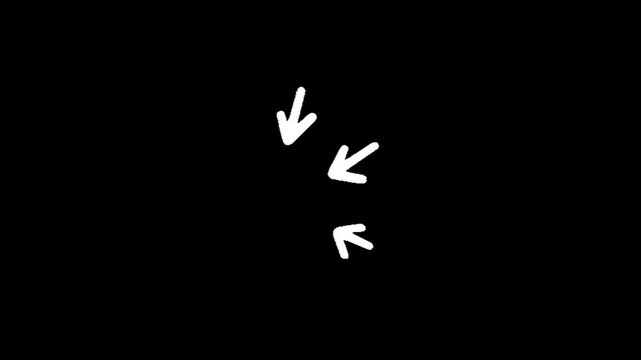 Arrow, three white arrows pointing downwards on a black background in a vertical line