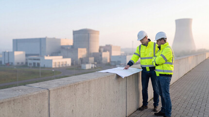 Fototapeta premium Energy Policy Site Walk Near European Nuclear Facility