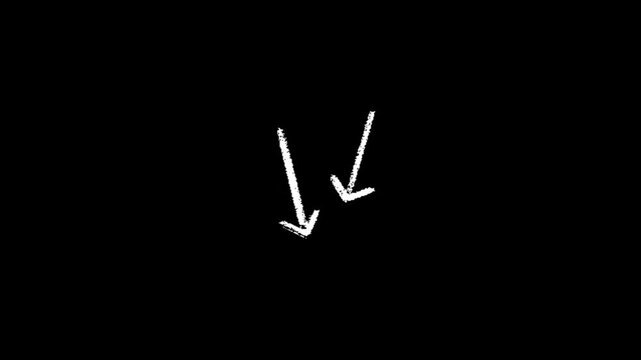 Arrow, two white arrows pointing downwards on a black background with a textured appearance