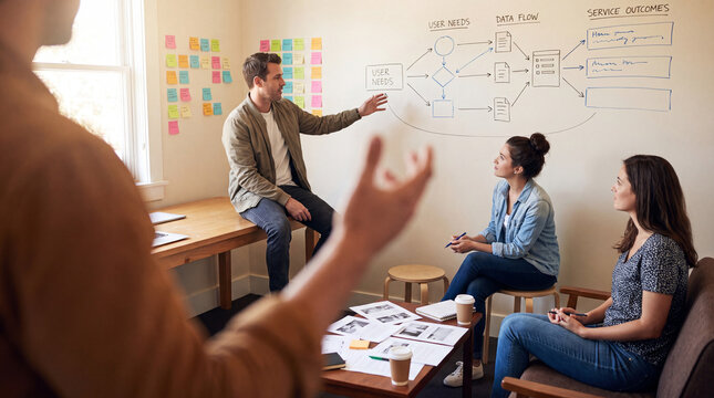 Candid Founder Sharing AI Platform Vision In Informal Team Nook