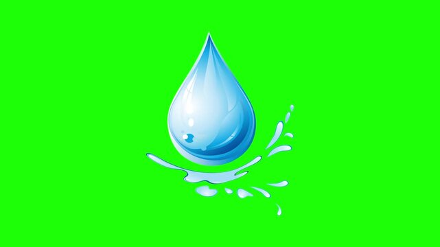 Water drop on green background with splash