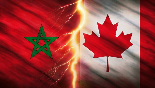 thunder lightning between Morocco flag and Canada flag
