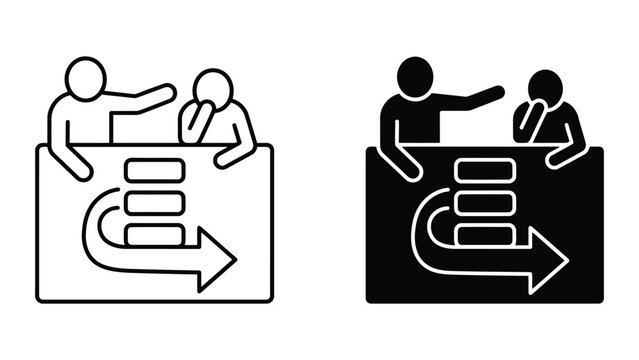 Business process workflow improvement icons with workflow business strategy