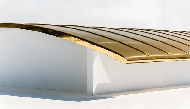 Golden roof edge detail on bright white background close up