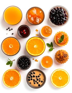 Assorted Citrus Fruits and Juices Flat Lay.