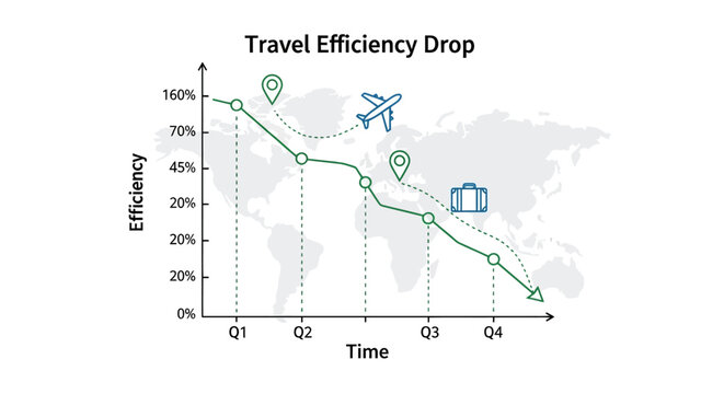 Travel Efficiency Drop Graph with Global Map and Icons