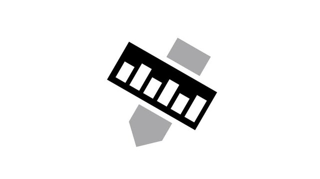 White panel displaying a ruler and eraser icon animation isolated on white background