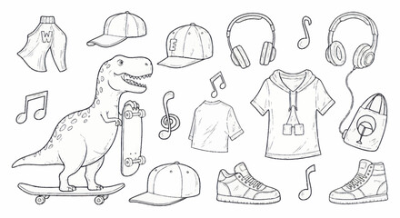 Dinosaur Skateboarder with Music and Fashion Accessories. © Truk