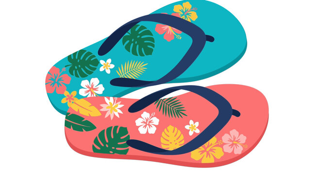 Summer sale on tropical pattern beach flip flops, vibrant and stylish for your vacation