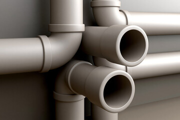 Fototapeta premium Light-colored pipes in an industrial space
