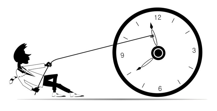 Businessman tries to save time concept illustration