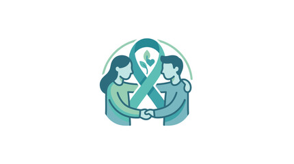 Fototapeta premium Awareness ribbon illustration with couple showing support and hope