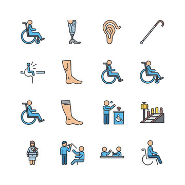 Disability and accessibility icons set.