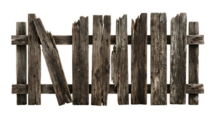 Obraz premium Weathered and broken old wooden picket fence