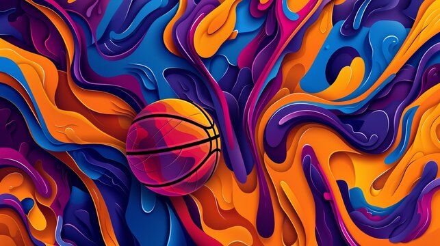 Colorful splash basketball poster for fun school game and street basketball event invitation