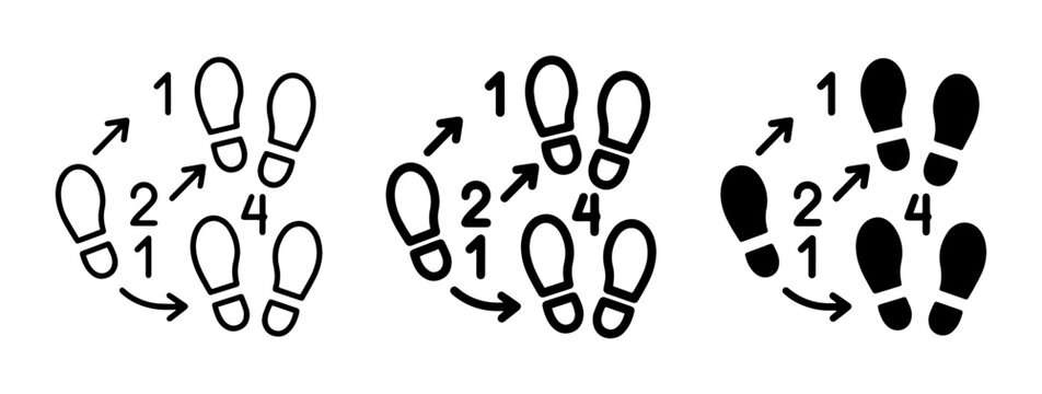 Dance Steps Vector Icons, Footprint Movement Sequence, Choreography Guide, Black and White Graphic Resources