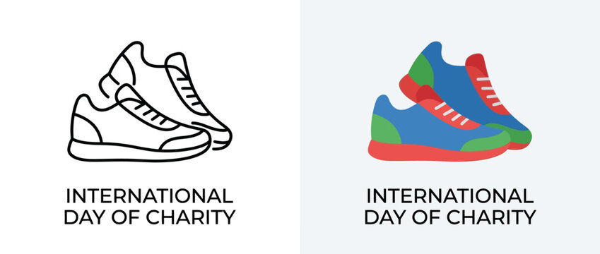 International Day of Charity Running Shoes Concept Illustration