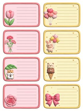 Fun digital download decorative note card templates with cute designs