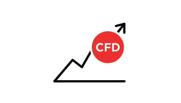 CFD trading icon with rising stock market arrow, financial contract for difference growth concept, professional investment vector illustration