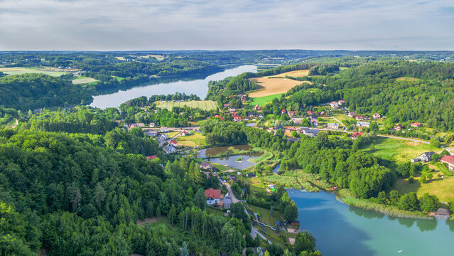 Kaszuby, widok z drona na Brodnicę Dolną
