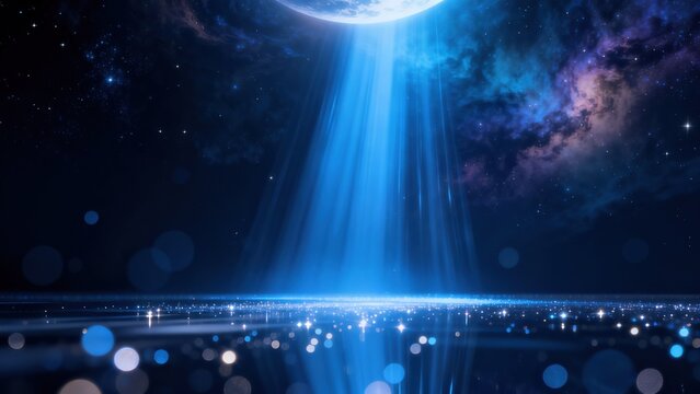Cosmic scene with moon and starlight