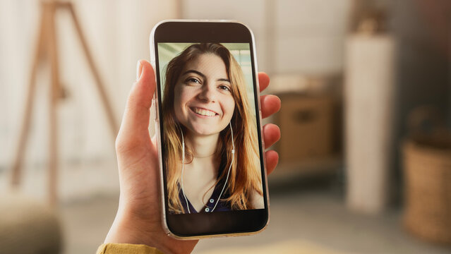 Having a video call at home