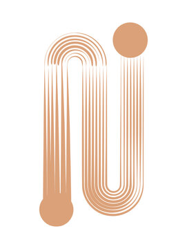 Modern Abstract Lines and Circle. A stylized, minimalist design featuring flowing, parallel lines forming an abstract shape, accompanied by a solid circle, in a warm, neutral color palette.