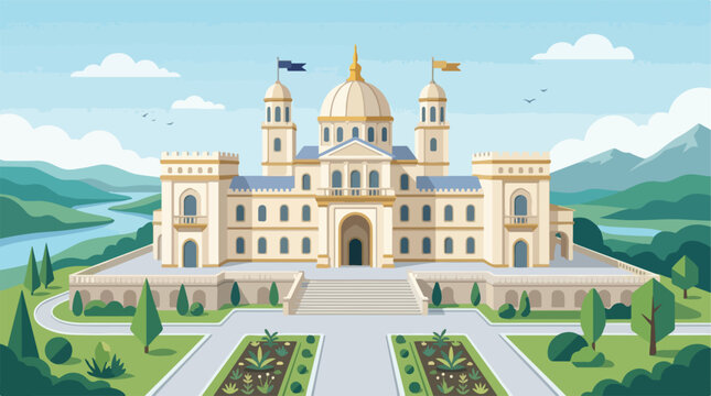 Flat illustration of a royal palace