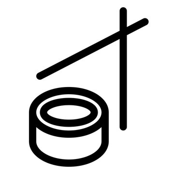 Asian Sushi Roll Chopsticks Line Icon