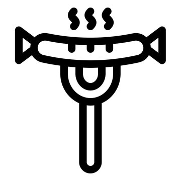 Hot Grilled Sausage Fork Line Icon