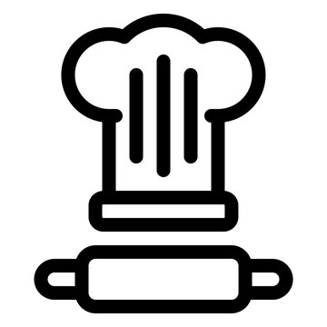 Chef Hat Rolling Pin Line Icon