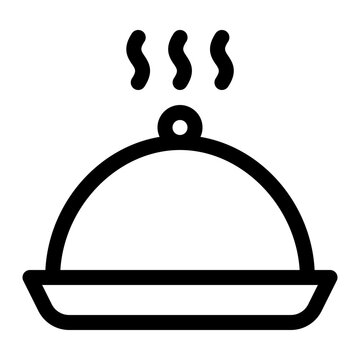Hot Food Cloche Tray Line Icon